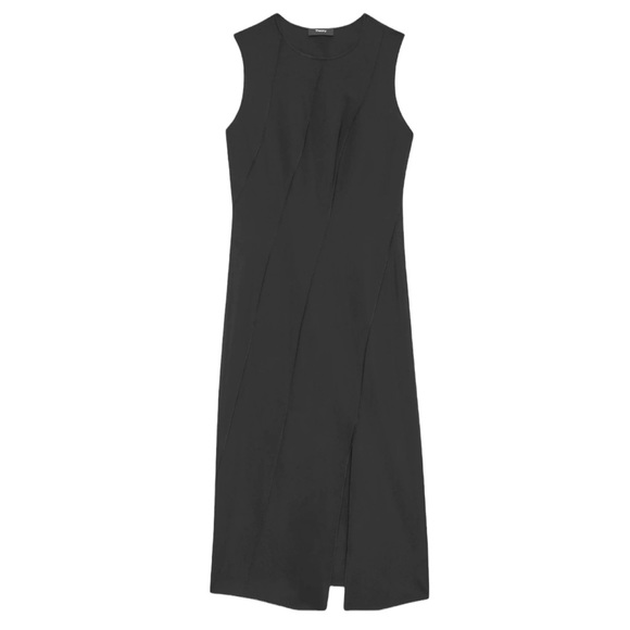 Theory Sleeveless Bias Seam Midi Dress in Precision Ponte Black L NWT - Picture 4 of 13